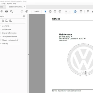 Volkswagen Beetle NBLNBC 2012 Maintenance Manual - PDF DOWNLOAD