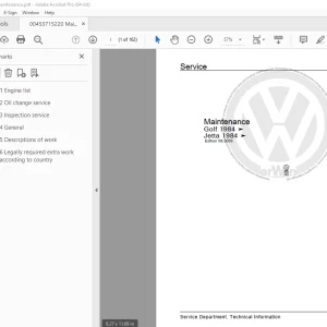 Volkswagen Golf 1984 & Jetta 1984 Maintenance Manual PDF