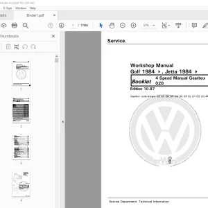 Volkswagen Golf 1984 Jetta 1984 Workshop Manual - PDF DOWNLOAD