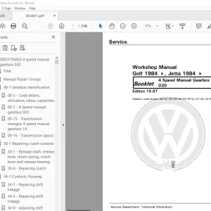 Volkswagen Golf 1984 & Jetta 1984 Workshop Manual - PDF DOWNLOAD