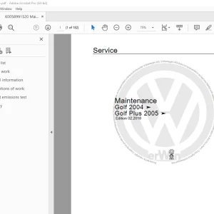 Volkswagen Golf 2004 Golf Plus 2005 Maintenance Manual - PDF DOWNLOAD 