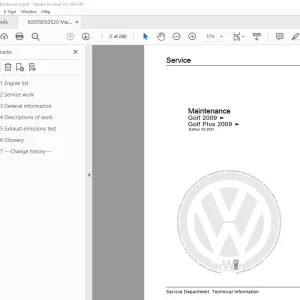 Volkswagen Golf 2009 Golf Plus 2009 Maintenance Manual - PDF DOWNLOAD