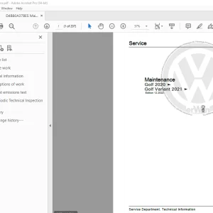 Volkswagen Golf 2020 Golf Variant 2021 Maintenance Manual PDF