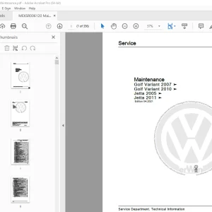 Volkswagen Golf Variant 2007 & 2010 Jetta 2005 & 2011 Maintenance Manual PDF