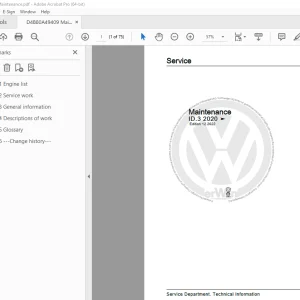 Volkswagen ID.3 2020 Maintenance Manual - PDF DOWNLOAD