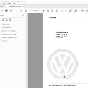 Volkswagen Jetta 2013 & 2015 Maintenance Manual - PDF DOWNLOAD