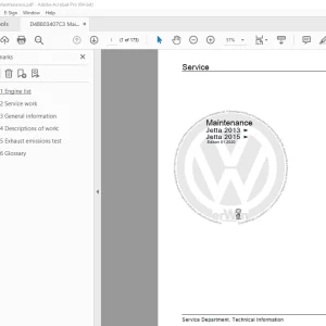 Volkswagen Jetta 2013 & Jetta 2015 Maintenance Manual PDF