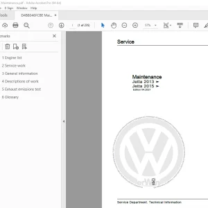 Volkswagen Jetta 2013 Jetta 2015 Maintenance Manual - PDF DOWNLOAD