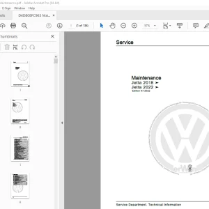 Volkswagen Jetta 2018 & Jetta 2022 Maintenance Manual PDF