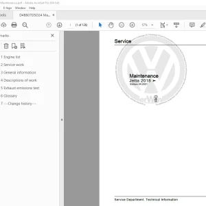 Volkswagen Jetta 2018 Maintenance Manual - PDF DOWNLOAD