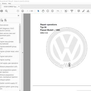 Volkswagen Passat 1980 Typ 06 Repair Operation Manual PDF