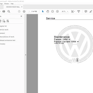 Volkswagen Passat 1994 & Passat Variant 1994 Maintenance Manual PDF