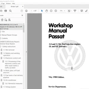 Volkswagen Passat 2.0 & 2.2ltr. Fuel Injection Engine Workshop Manual PDF