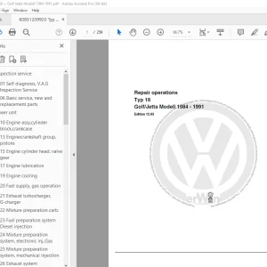 Volkswagen Typ 18 Golf Jetta 1984-1991 Repair Operation Manual - PDF DOWNLOAD