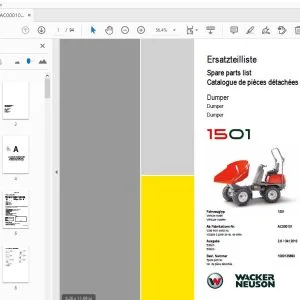 WACKER NEUSON 1501 DUMPER PARTS MANUAL 1000135893 - PDF DOWNLOAD