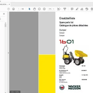WACKER NEUSON 1601 DUMPER PARTS MANUAL 1000234398 (Mar 2010) - PDF DOWNLOAD