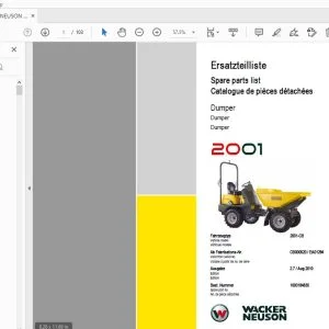 WACKER NEUSON 2001 DUMPER PARTS MANUAL 1000184835 - PDF DOWNLOAD