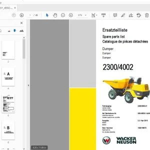 WACKER NEUSON 2300/4002 DUMPER PARTS MANUAL 1000146570 - PDF DOWNLOAD