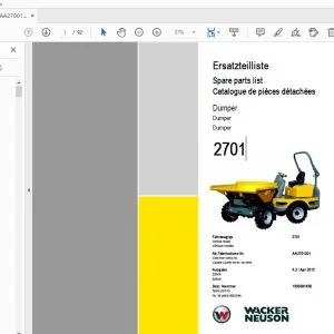 WACKER NEUSON 2701 DUMPER PARTS MANUAL 1000081458 - PDF DOWNLOAD