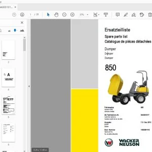 WACKER NEUSON 850 DUMPER PARTS MANUAL 1000081418 - PDF DOWNLOAD