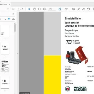 WACKER NEUSON TD15 TRUCK DUMPER PARTS MANUAL 1000130214 - PDF DOWNLOAD