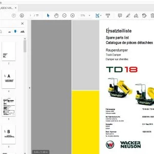 WACKER NEUSON TD18 TRACK DUMPER PARTS MANUAL 1000181078 - PDF DOWNLOAD