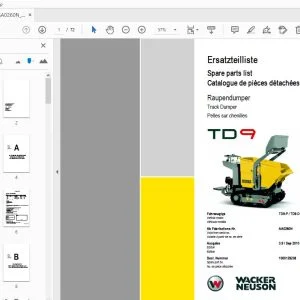WACKER NEUSON TD9 TRACK DUMPER PARTS MANUAL 1000129238 - PDF DOWNLOAD