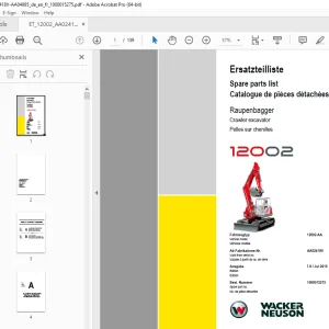 Wacker Neuson 12002 Crawler Excavator Parts Manual 1000015275 PDF