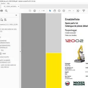 Wacker Neuson 12002 Crawler Excavator Parts Manual 1000135346 - PDF