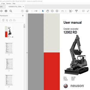 Wacker Neuson 12002 RD Crawler Excavator User Manual 9707672 PDF