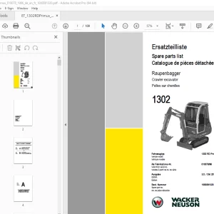 Wacker Neuson 1302 Crawler Excavator Parts Manual 1000081320 PDF