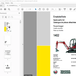 Wacker Neuson 1402 Crawler Excavator Parts Manual 1000081303 PDF