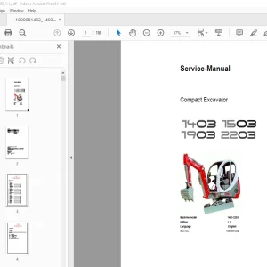 Wacker Neuson 1403 1503 1903 2203 Compact Excavator Service Manual PDF