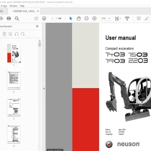 Wacker Neuson 1403 1503 1903 2203 Compact Excavator User Manual 9707602 PDF