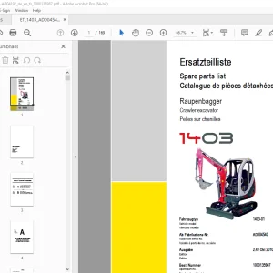 Wacker Neuson 1403 Crawler Excavator Parts Manual 1000135987 PDF