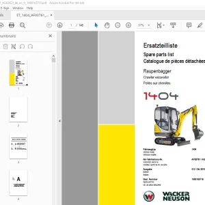 Wacker Neuson 1404 Crawler Excavator Parts Manual 1000163718 PDF