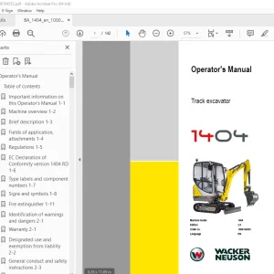 Wacker Neuson 1404 Track Excavator Operator's Manual 1000164553 PDF