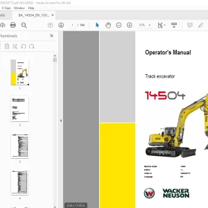Wacker Neuson 14504 Track Excavator Operator's Manual 1000254773 PDF