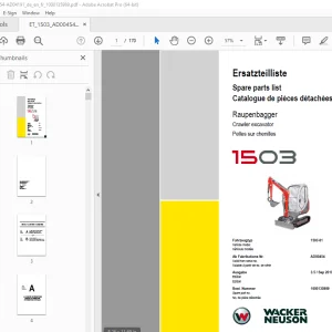 Wacker Neuson 1503 Crawler Excavator Parts Manual 1000135989 PDF