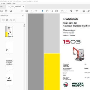 Wacker Neuson 1503 Crawler Excavator Parts Manual 1000141528 PDF