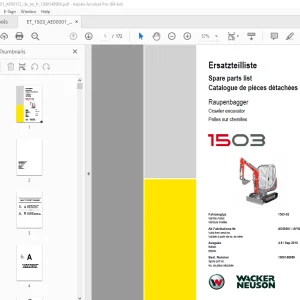 Wacker Neuson 1503 Crawler Excavator Parts Manual 1000148969 PDF