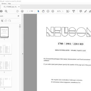 Wacker Neuson 1700 1901 2201 RD Excavator Ersatzteilliste PDF