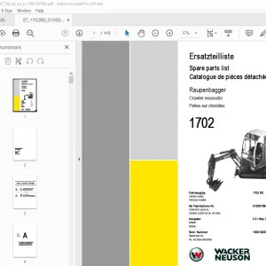 Wacker Neuson 1702 Crawler Excavator Parts Manual 1000182588 PDF