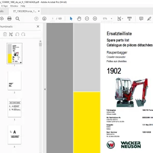 Wacker Neuson 1902 Crawler Excavator Parts Manual 1000142426 PDF