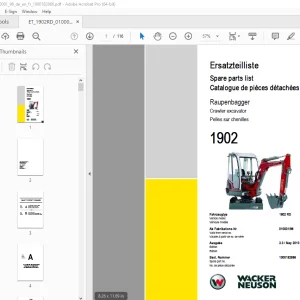 Wacker Neuson 1902 Crawler Excavator Parts Manual 1000182866 PDF