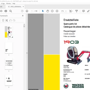 Wacker Neuson 1903 Crawler Excavator Parts Manual 1000136001 PDF