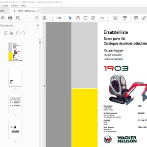 Wacker Neuson 1903 Crawler Excavator Parts Manual 1000141530 PDF