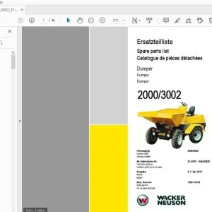 Wacker Neuson 2000/3002 Dumper Parts Manual 1000114079 - PDF DOWNLOAD