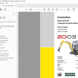 Wacker Neuson 2003 Crawler Excavator Parts Manual 1000188893 - PDF DOWNLOAD