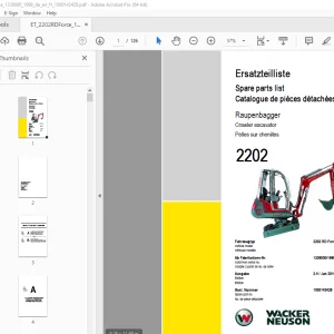 Wacker Neuson 2202 Crawler Excavator Parts Manual 1000142428 PDF